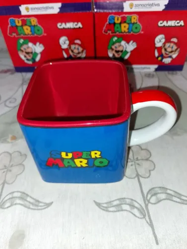 Caneca quadrada 300ml Super Mario e Luigi (produto oficial Nintendo)