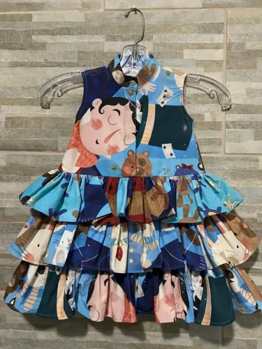 Vestido Infantil Rodado com Estampa Divertida