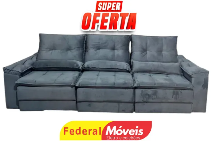 Sofá Retrátil 3,05m Gigante D33 Oferta - Temos Crediário 