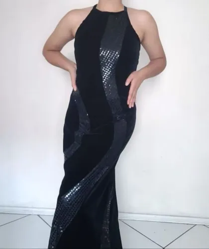 Vestido vintage veludo e brilhos