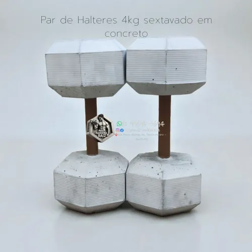 Halteres Par 4kg Concreto Sextavado - Treino em Casa e Musculação fábrica em Santo Amaro<br>