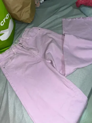 Calça jeans wide leg Lilas