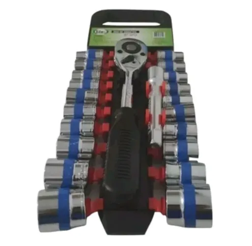 Kit 22 Peças Jogo De Soquetes 1/2 Polegada Aço Cromo Vanádio Profissional