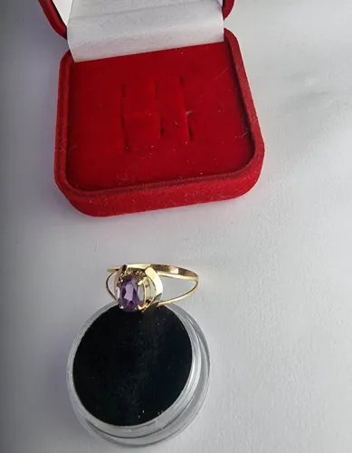 anel ouro 18k com ametista natural certificado e garantia