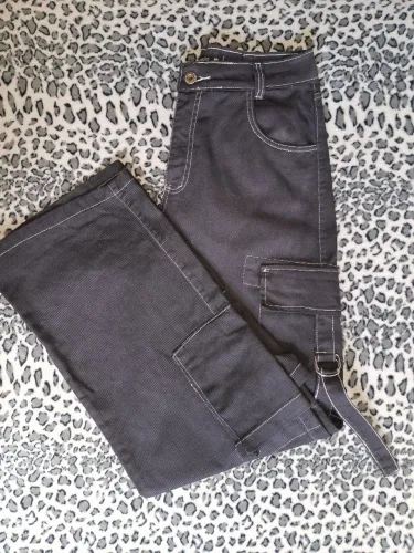 Calça Cargo Preta Ocasião Jeans