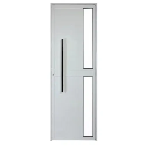 Porta Lambril 2,10x80 LINHA 25 no alumínio branco c/puxador e vidro lateral 