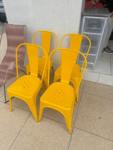 Conjunto de 4 cadeiras em Ferro e Latão Super Fortes para sala jantar e área gourmet