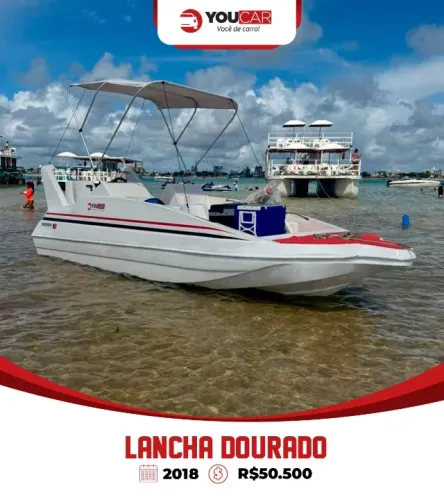 Lancha dourado + motor mercury 2018 4 Tempos