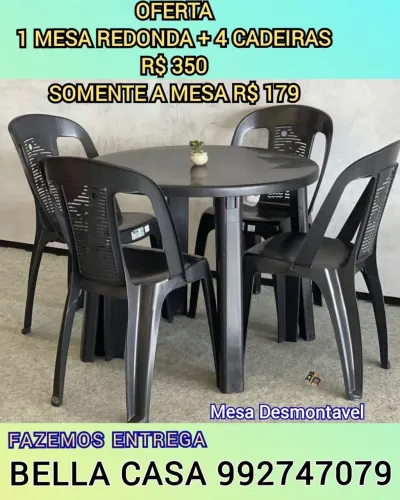 MESA REDONDA COM 4 CADEIRAS DH 2N D8|K6 OFERTA ENTREGA