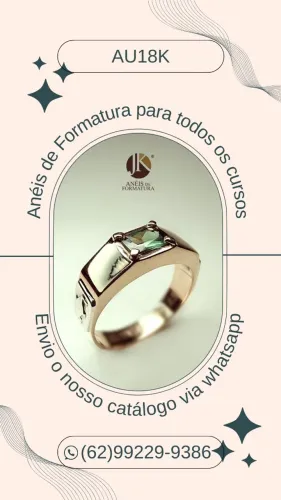 Anéis de Formatura na cor verde em ouro 18k