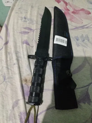 Faca de Sobrevivência - Aço Inoxidável com linha de pesca , bússola, anzol , fósforo 
