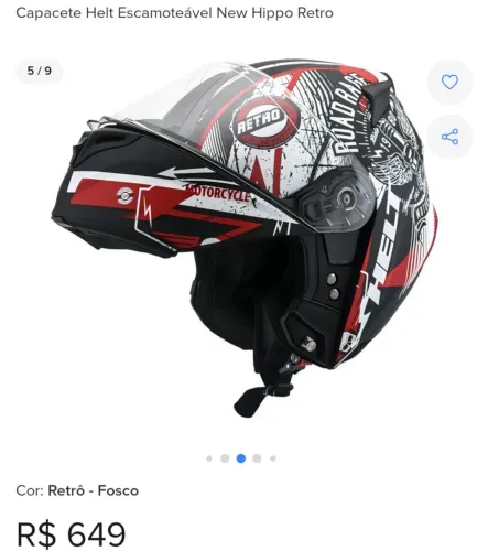 Capacete Helt Escamoteável New Hippo Retro