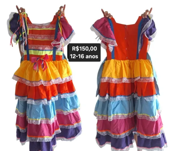 Vestido junino São João 12 - 16 anos