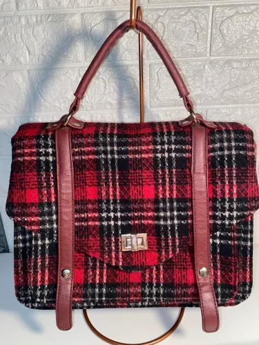 Bolsa lã xadrez