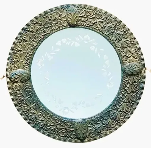 Maravilhosa Moldura Espelhada em cristal Metal cinzelado Decoração ramalhetes e flores* 