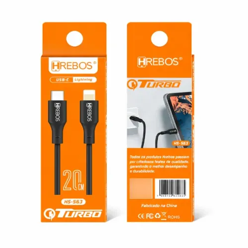 Cabo Type-C para Lightning Hrebos HS-563 iPhone iOS Dados Carregamento 20cm pode retirar n