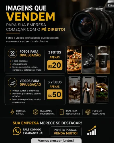 ? FOTOS E VÍDEOS PROFISSIONAIS PARA DIVULGAÇÃO