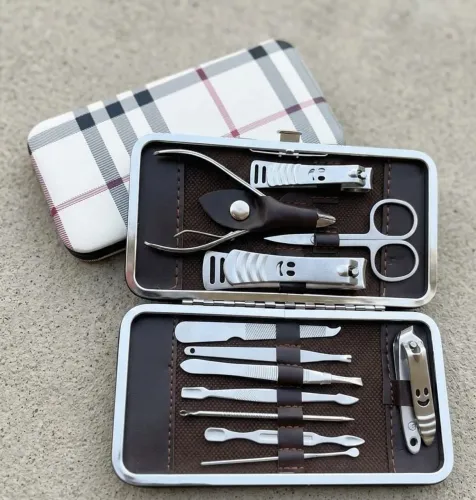 Set Kit de Manicure e Pedicure 12 Peças - Aço Inoxidável**