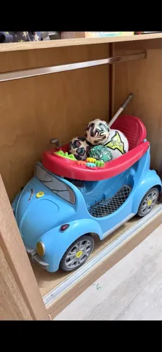 Carrinho passeio infantil calesita fusca azul