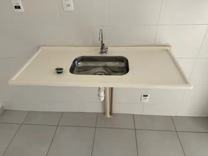 Pia Sintética Bege com Cuba Inox 1,20x0,55