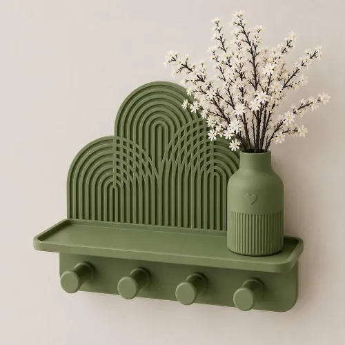 ?Porta Chaves de Parede Arco-Íris com Prateleira | Decoração Boho