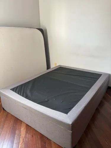 Base para Cama Box Casal Guldi com Baú Linho (47x138x188 cm) Cinza