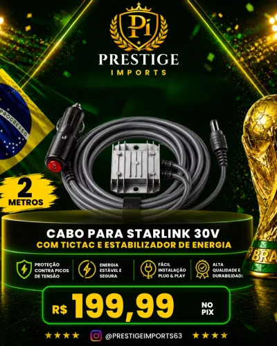 Cabo com Estabilizador 2 Metros Starlink Mini - Sinal não cai