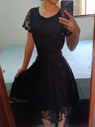 Vestido Preto Com Cinto