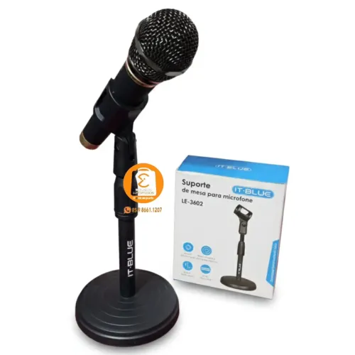Suporte de Mesa, Pedestal para Microfone, Ajustável LE-3602