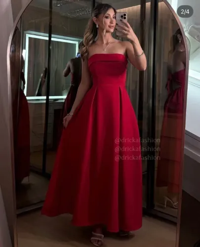 Vestido Longo Vermelho Tomara que Caia Elegante Festa e Casamento