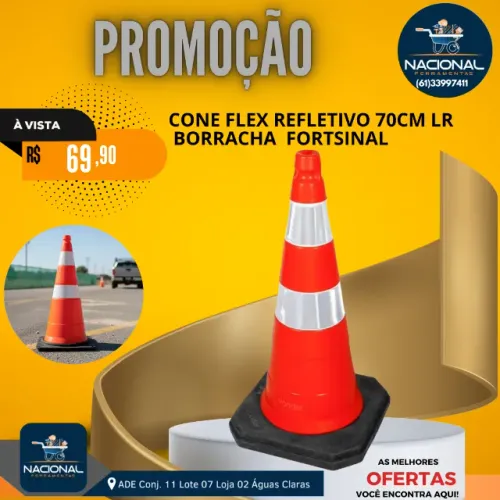 Cone Flexível Refletivo 70cm LR Borracha Fortsinal
