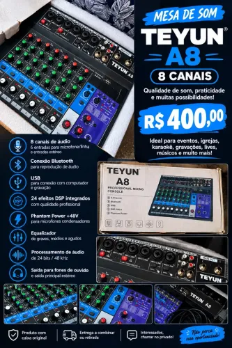 Mesa de som Teyun A8 8 canais