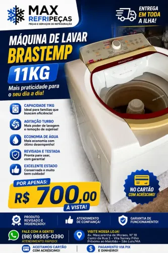 Máquina de lavar e centrífugar Brastemp 11kg semi-novo