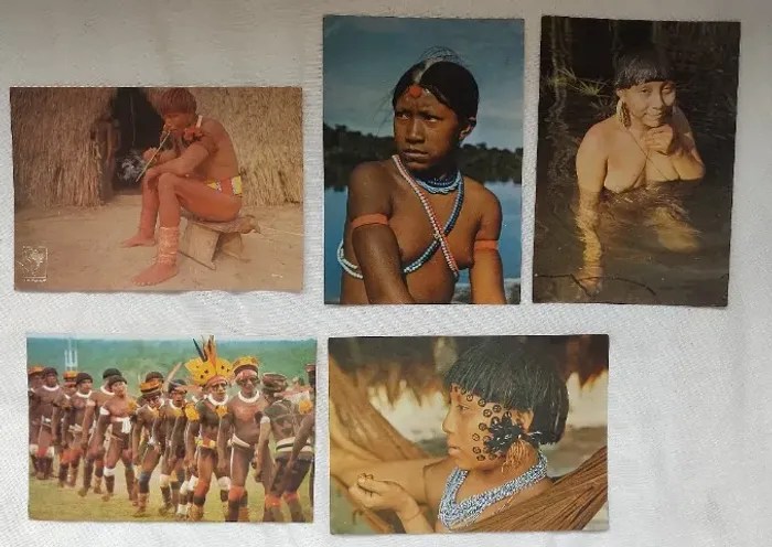 Kit 5 Cartões Postais Vintage - Índios do Brasil | Séries Colecionáveis
