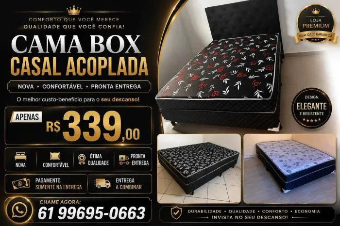 Cama box casal acoplada nova apenas R$339,00 entrega a combinar