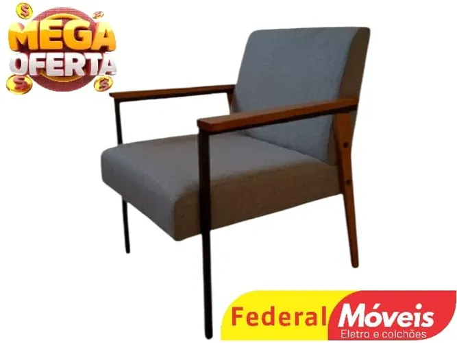 Poltrona c/ Detalhe em madeira - Super Promoção!