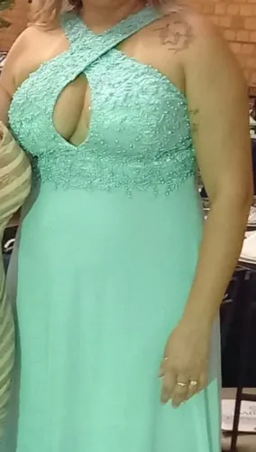 Vestido longo de festa, veste do G ao GG.