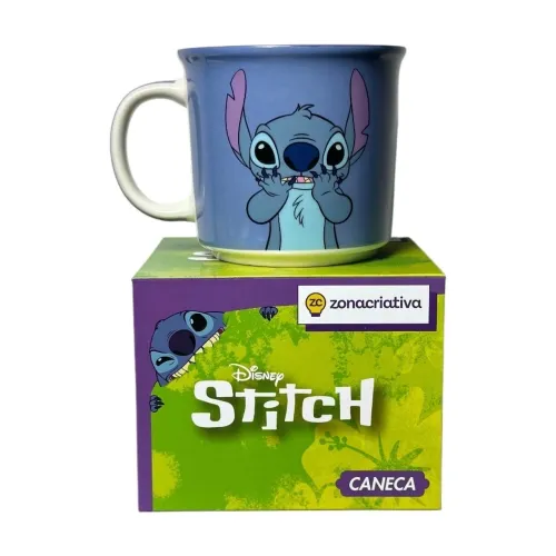 Caneca/Xícara Stitch 350ml Zona Criativa Cerâmica Licenciada Colecionável
