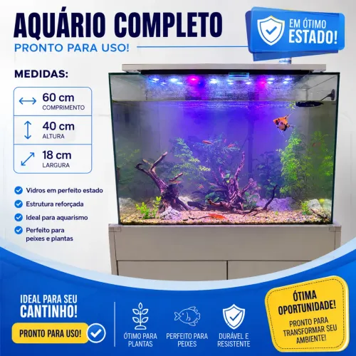 ? AQUÁRIO COMPLETO 43L - PRONTO PARA USO!