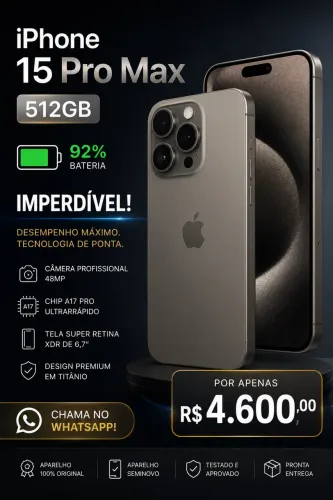 iPhone 15 Pro Max 512GB 92% Bateria