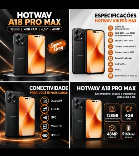 Uranyx Hotwav A18 Pro Max 128Gb - Dispositivo de Armazenamento com 128Gb