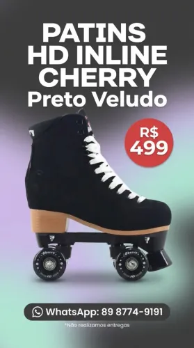 Patins Quad Tradicional Hondar Preto Veludo Novo