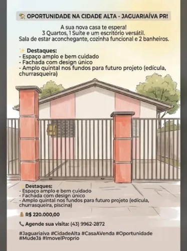 Vende-se Casa em Jaguariaíva PR