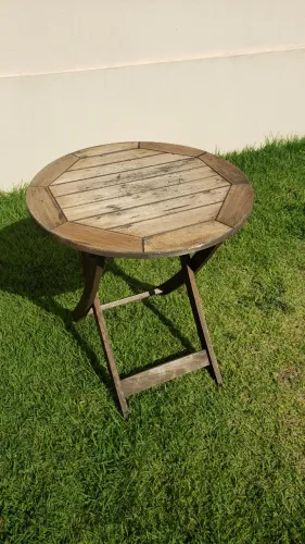 Mesa Redonda Dobrável Madeira Maciça Jardim 70 x 70 cm