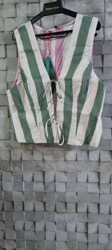 Colete Double Estampado Mistura De Listra Azul - GG