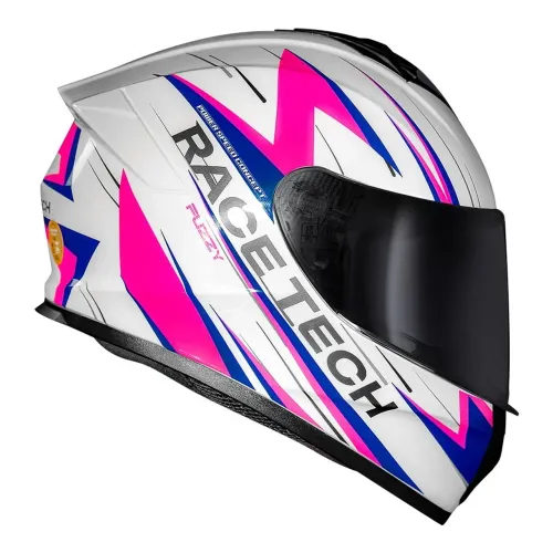 Capacete Race Tech Hit Fuzzy Feminino Branco Rosa