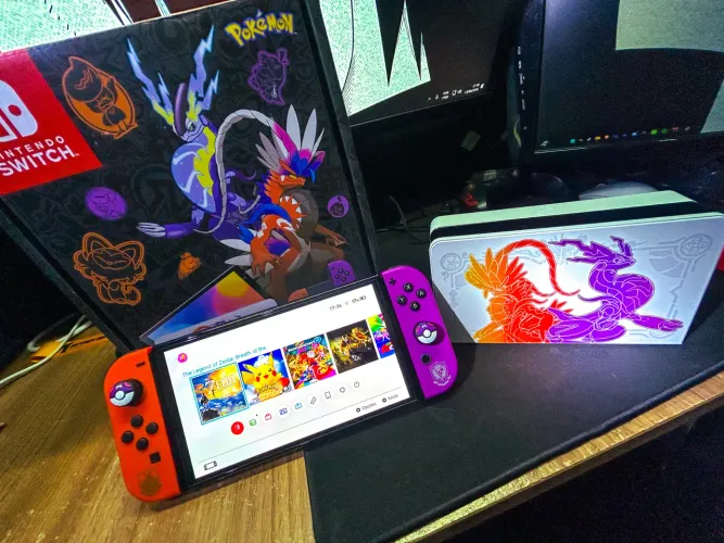 Novo! Nintendo Switch Oled Desbloq. 128GB - Scarlet & Violet