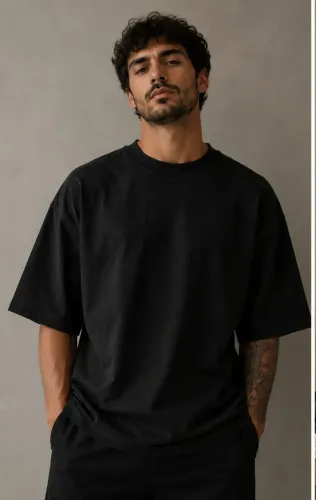 Camiseta oversized masculina gola alta ribana 100% algodao, excelente caimento