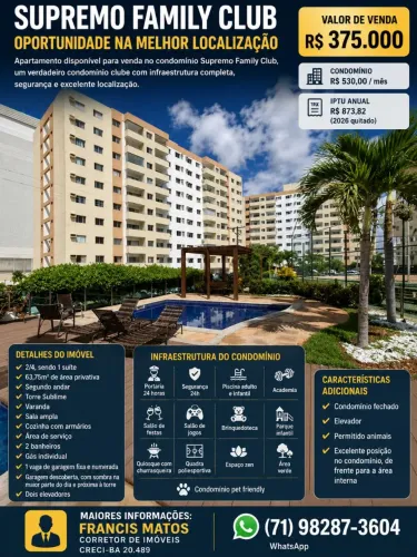 SUPREMO FAMILY CLUB - OPORTUNIDADE NA MELHOR LOCALIZAÇÃO<br>