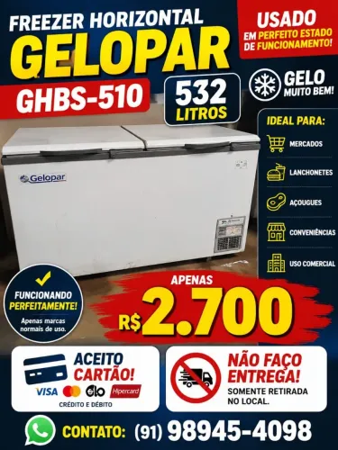 Freezer profissional Gelopar 2 tampas